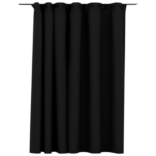 vidaXL Linen-Look Blackout Curtains with Hooks Black 290x245 cm
