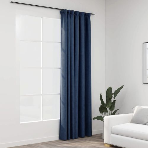 vidaXL Linen-Look Blackout Curtains with Hooks Black 290x245 cm