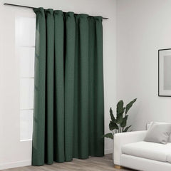 vidaXL Linen-Look Blackout Curtains with Hooks Black 290x245 cm