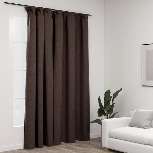 vidaXL Linen-Look Blackout Curtains with Hooks Black 290x245 cm
