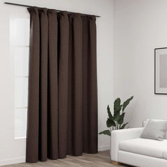 vidaXL Linen-Look Blackout Curtains with Hooks Black 290x245 cm