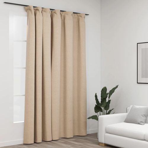 vidaXL Linen-Look Blackout Curtains with Hooks Black 290x245 cm