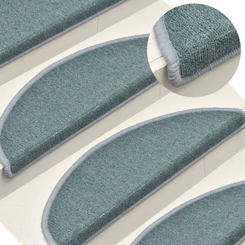vidaXL Carpet Stair Treads 15 pcs Dark Green 56x17x3 cm - blue 1 / 15 / 65 x 24 x 4 cm