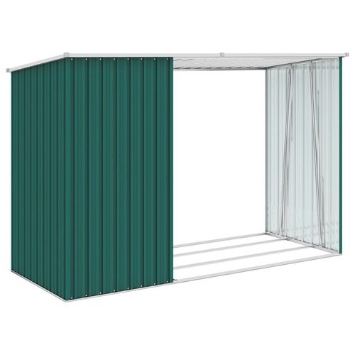 vidaXL Garden Firewood Shed Green 245x98x159 cm Galvanised Steel