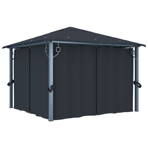 vidaXL Gazebo with Curtain 300x300 cm Cream Aluminium