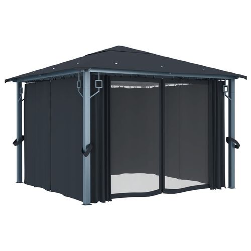 vidaXL Gazebo with Curtain 300x300 cm Cream Aluminium