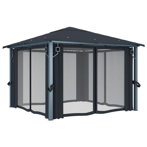 vidaXL Gazebo with Curtain 300x300 cm Cream Aluminium