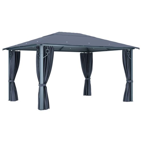 vidaXL Gazebo with Curtain 300x300 cm Cream Aluminium