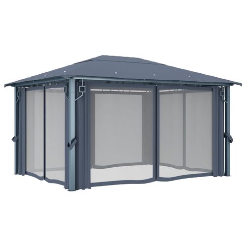 vidaXL Gazebo with Curtain 300x300 cm Cream Aluminium