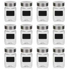 vidaXL Storage Jars with Sticker 12 pcs 300 ml