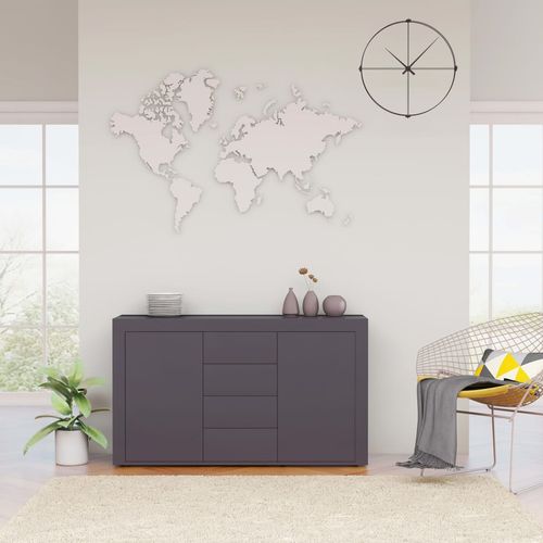 vidaXL Sideboard Smoked Oak 120x36x69 cm Engineered Wood - high gloss grey