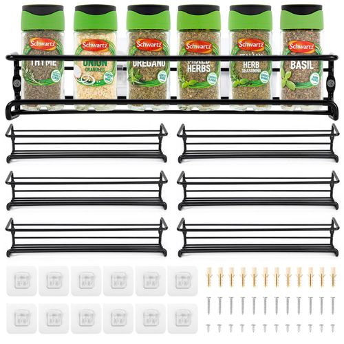 VINSANI HERB AND SPICE RACK BLACK - 6 tier