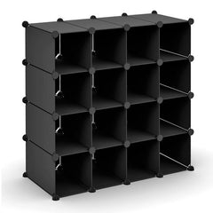 VINSANI 16 PAIR SHOE RACK - Black