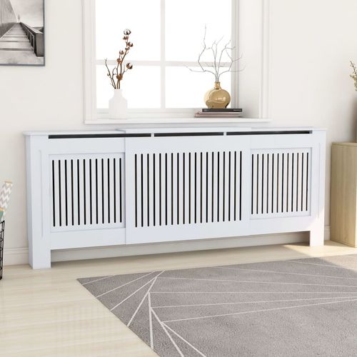 vidaXL MDF Radiator Cover White 205 cm - white / 1 / 205 x 20.5 x 81.5 cm