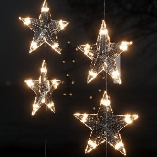 vidaXL LED Star Curtain Fairy Lights 200 LED Warm White 8 Function