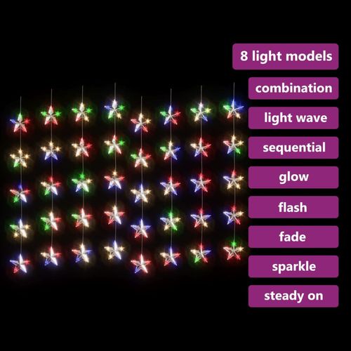 vidaXL LED Star Curtain Fairy Lights 200 LED Warm White 8 Function