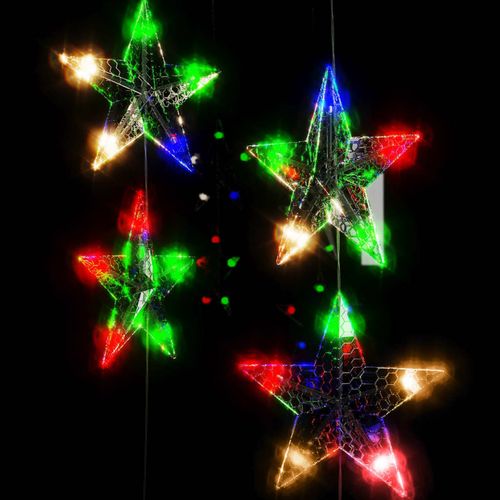 vidaXL LED Star Curtain Fairy Lights 200 LED Warm White 8 Function
