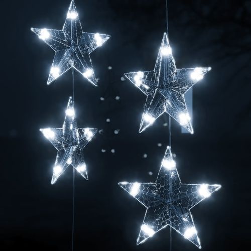 vidaXL LED Star Curtain Fairy Lights 200 LED Warm White 8 Function