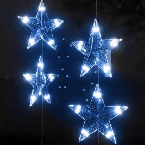 vidaXL LED Star Curtain Fairy Lights 200 LED Warm White 8 Function