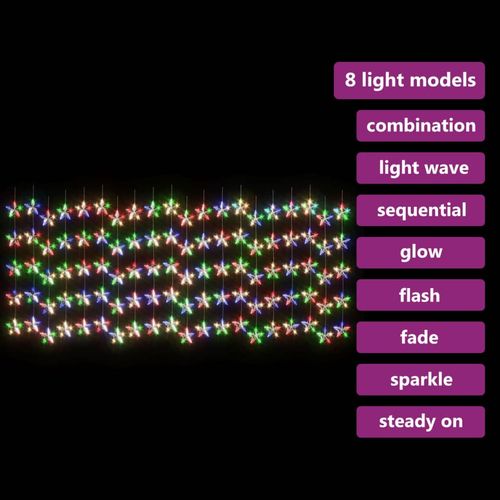vidaXL LED Star Curtain Fairy Lights 200 LED Warm White 8 Function