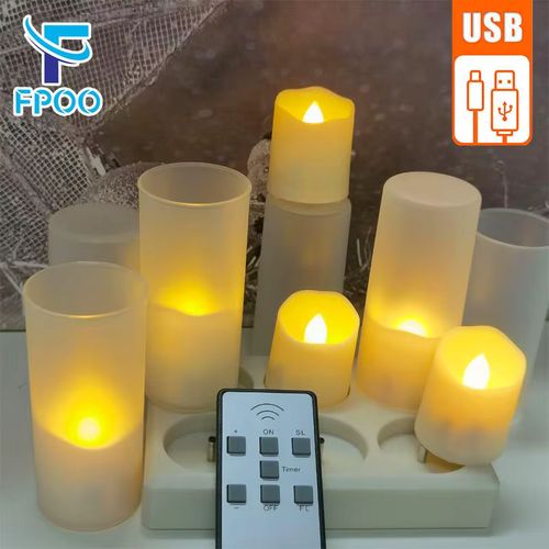 FPOO USB Rechargeable LED Candle - Flameless Ambience for Holidays
