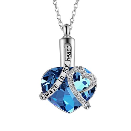 Amerixun Heart Cremation Jewelry - Keepsake Ashes Pendant Necklace
