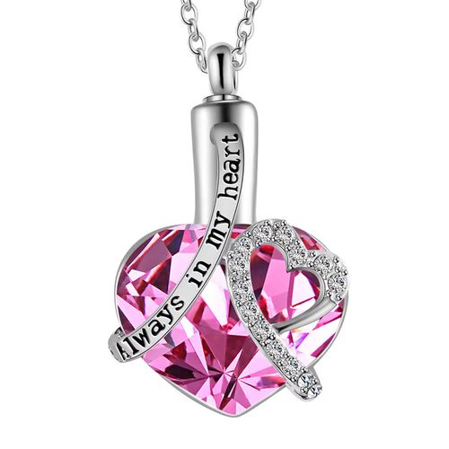 Amerixun Heart Cremation Jewelry - Keepsake Ashes Pendant Necklace