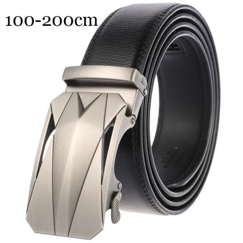 CEXIKA Large Size Genuine Leather Belt with Metal Automatic Buckle