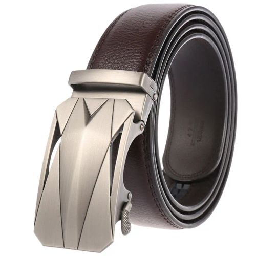 CEXIKA Large Size Genuine Leather Belt with Metal Automatic Buckle