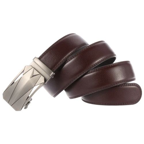 CEXIKA Large Size Genuine Leather Belt with Metal Automatic Buckle