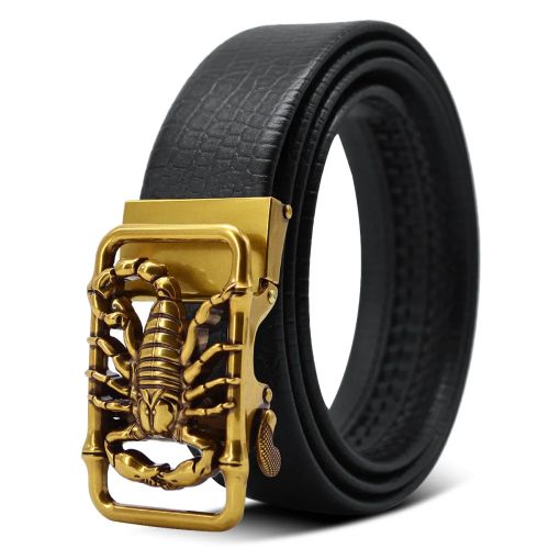 CEXIKA Metal Scorpion 3D Buckle Leather Belt - Stylish Fashion Accessory