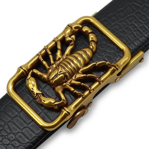 CEXIKA Metal Scorpion 3D Buckle Leather Belt - Stylish Fashion Accessory