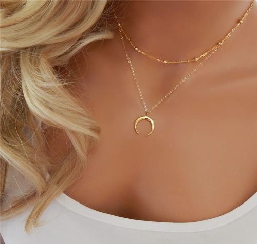Enthusiasm Crescent Pendant Necklace - Classic Geometric Style Jewelry
