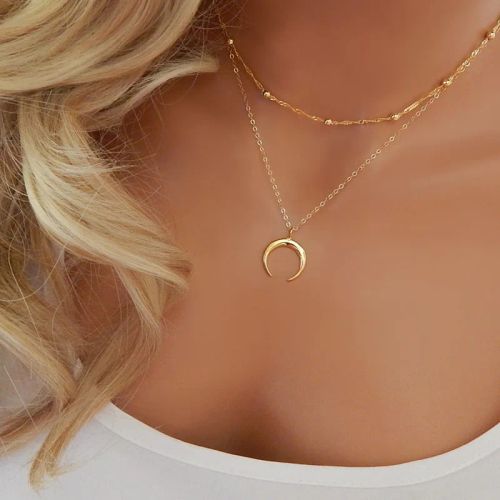 Enthusiasm Crescent Pendant Necklace - Classic Geometric Style Jewelry