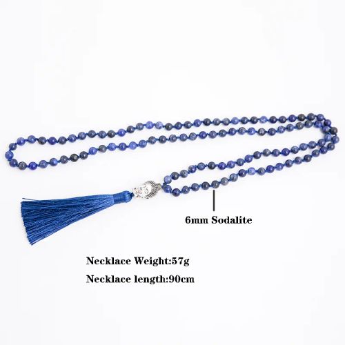 Showboho Natural Sodalite Beaded Necklace for Meditation & Yoga