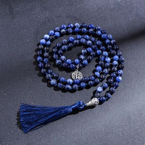 Showboho Natural Sodalite Beaded Necklace for Meditation & Yoga