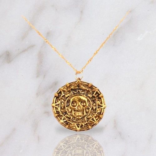 Pirate Skull Round Pendant Necklace Men’s Necklace New Fashion Metal Sweater Chain Accessories Party Jewelry