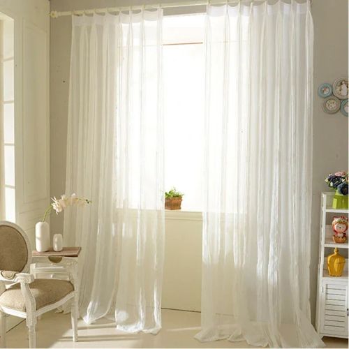 Elegant Striped Tulle Curtain - Semi-Translucent - French Window Treatment