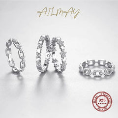 Ailmay 925 Sterling Silver Exquisite Heart Stackable Wedding Rings
