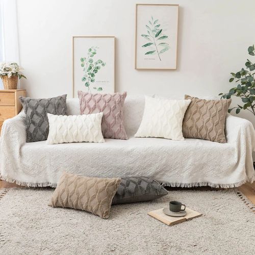 CANIRICA Plush Geometric Cushion Cover for Nordic Home Decor 45x45cm