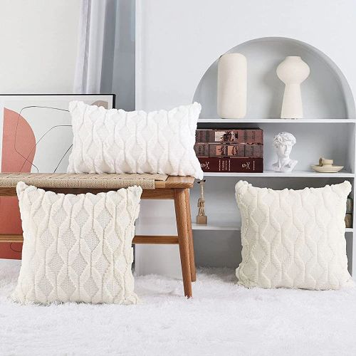 CANIRICA Plush Geometric Cushion Cover for Nordic Home Decor 45x45cm