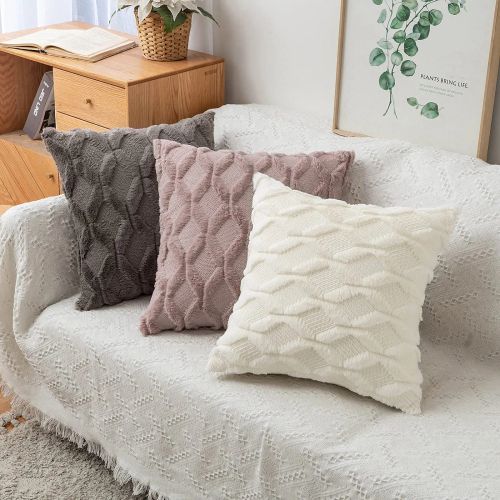 CANIRICA Plush Geometric Cushion Cover for Nordic Home Decor 45x45cm