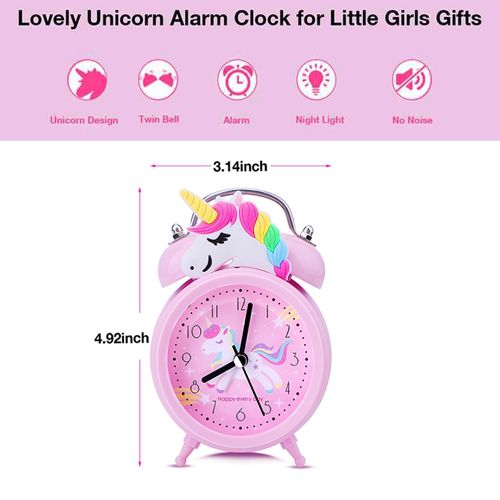 Unicorn Kids Alarm Clock with Backlight - Cute Desk Clock for Children