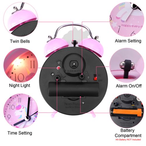 Unicorn Kids Alarm Clock with Backlight - Cute Desk Clock for Children
