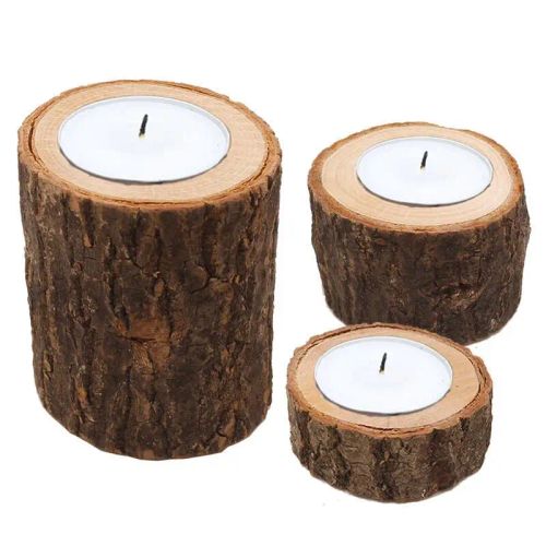 Rustic Wooden Candle Holder - Creative Decor for Home & Events