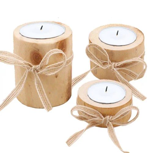 Rustic Wooden Candle Holder - Creative Decor for Home & Events