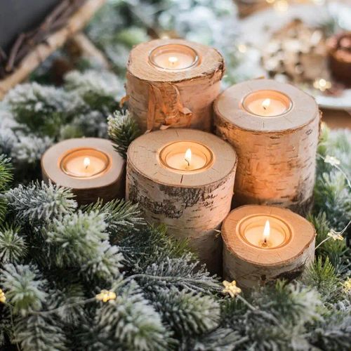 Rustic Wooden Candle Holder - Creative Decor for Home & Events