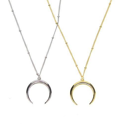 Half Moon Necklace 925 Sterling Silver Crescent Moon Pendant Necklace Horn Choker Women Delicate Kolye Jewelry Demi