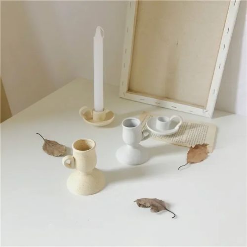 Ceramic Candlestick Holder - Handmade European Style for Home Decoration