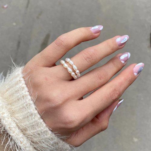 Elegant Natural Freshwater Pearl Rings for Women Minimalist Multi Beaded Elastic Finger Rings Fashion Jewelry Gifts